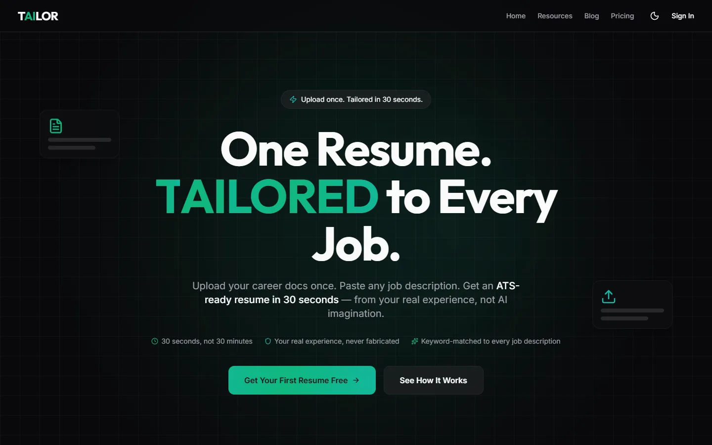 Screenshot of the T-AI-LOR website